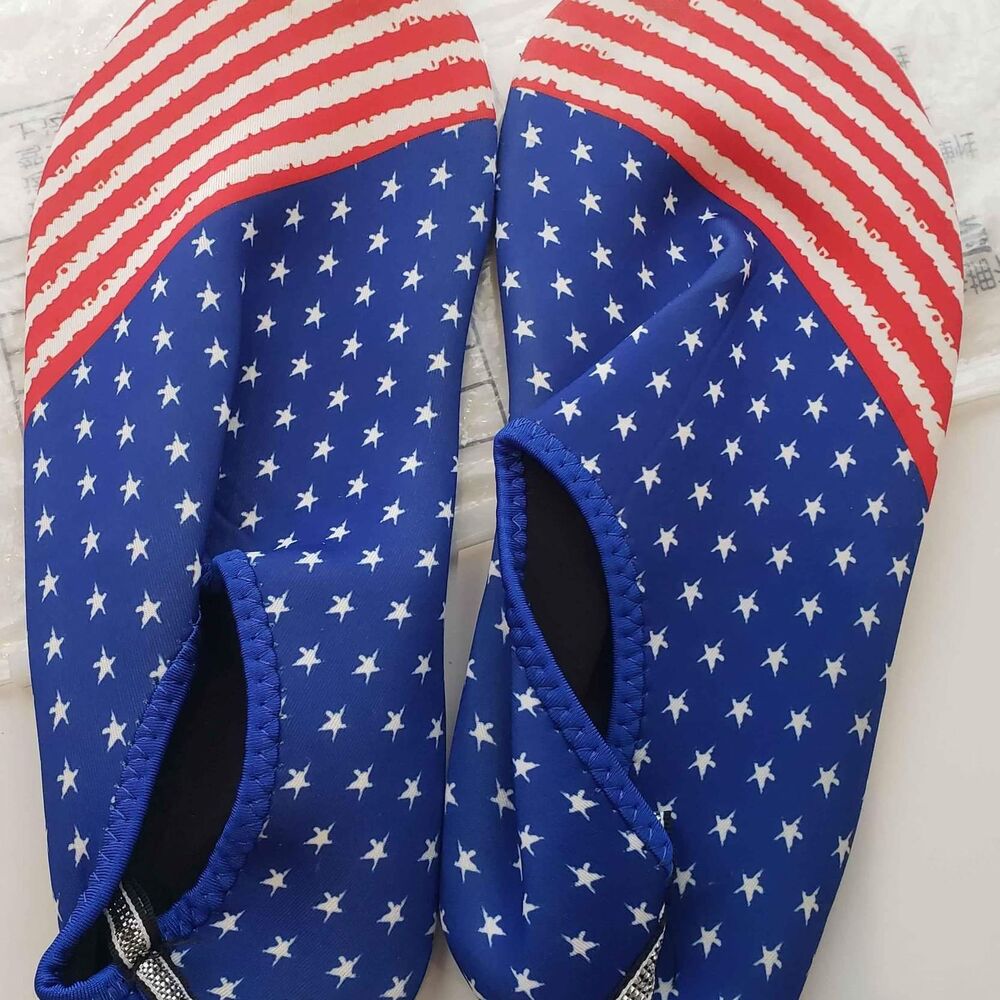 Men's Size 10 Swim Shoes American Flag Stretchy Dive Shoes Beach Shoe Hard Sole - Picture 3 of 5